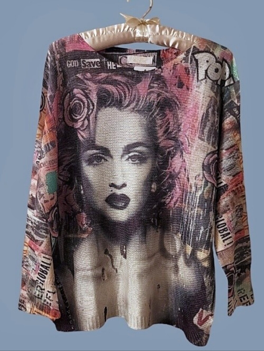 LOOWIE Madonna Pop-Art & Graffiti Printed Knit Sweater